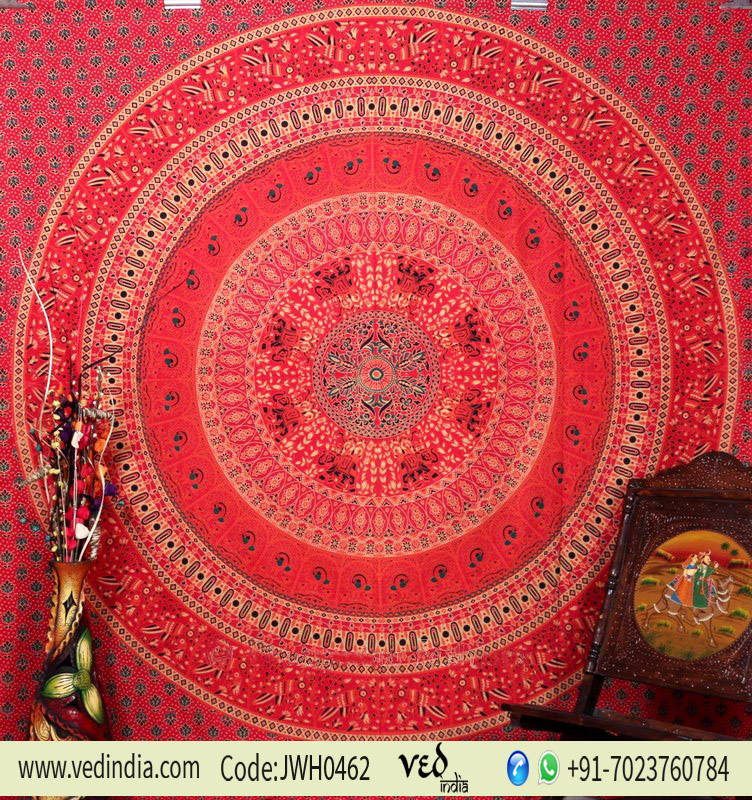 Buy Red Parrot Bohemian Tapestry Wall Hanging Bedding Floor Cushion-0