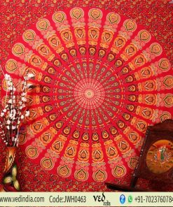 Red Twin Bird Wing Hippie Mandala Boho Dorm Wall Tapestry Bedding -0