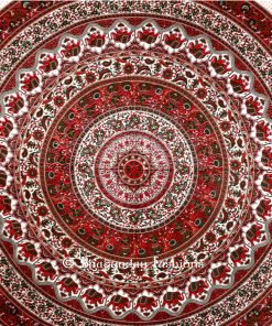 Red Round Lion Handlook Mandala Tapestry Festive Bedding Queen -1447