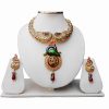 Royal Peacock Jaipur Jewelry Set with Stones and Antique Polish-0