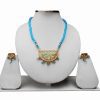 Shop Fashionable Turquoise Thewa Pendant set with Earrings -0