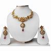 Stones Pearls Designer Modern Necklace and Earrings Set for Women-0