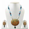 Tanjore Painting Traditional Pendant Necklace and Earrings Set for Women-0