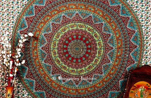 Handlook Psychedelic Tapestry Throw Bedding in White Multicolor-0