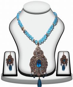 Turquoise Stones Jaipur Victorian Pendant Set for Wedding Parties-0