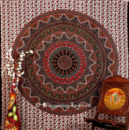 White Multicolor Handlook Boho Tapestry Wall Hanging Floor Cushion-0