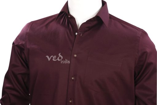 Plain Officer Fit Wine Shirt for Wedding Parties for Men-2553