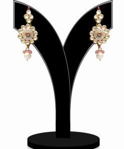 Traditional White Stone Studded Attractive Earrings for Girls-0