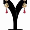 Buy Online Red and White Stones Embellished Beautiful Kundan Earrings-0