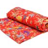 Beautiful Orange Luxury Quilts With Colorful Floral Designs-0