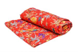 Beautiful Orange Luxury Quilts With Colorful Floral Designs-0