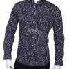 Blue Printed Regular Fit Shirt for Wedding Parties for Men-0