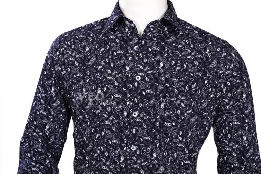 Blue Printed Regular Fit Shirt for Wedding Parties for Men-2578