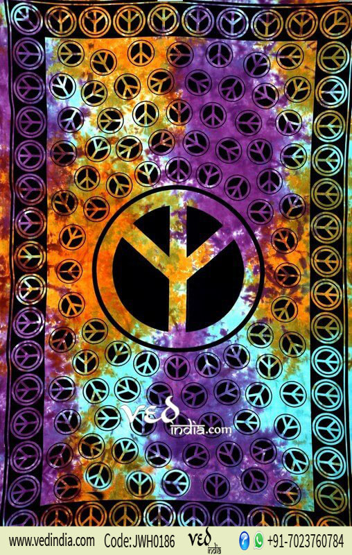 Peace Sign Hippie Bedding in Tie Dye