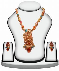 Buy Multi-Color Traditional Polki Necklace Set For Weddings-0