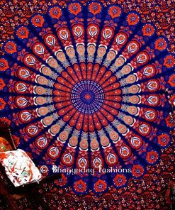 Buy Blue Print Bird Wings Round Mandala Tapestry Bedding Queen -1487
