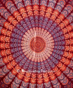 Buy Maroon Designer Beach Mandala Peacock Tapestry Wall Hanging-1477