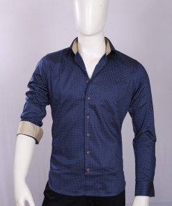 Buy Online Classy Formal Linen Men’s Printed Shirt in Blue-2200