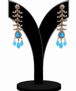 Elegant Dangler Style Victorian Earrings in Turquoise Stones-0