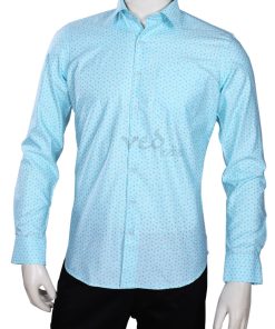 Designer Beach Wedding Men’s Shirt in Plain Aqua Blue-0