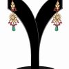 Exclusive Designer Kundan Earrings with Red, Green and White Stones-0