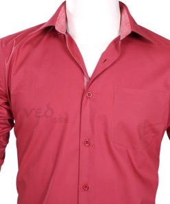 Designer Plain Maroon Mens Cotton Shirt for Wedding Parties-2668