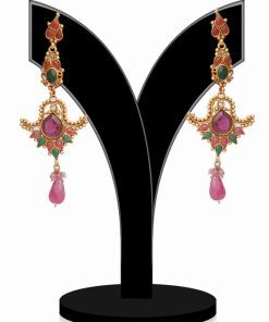 Designer Polki Earrings for Women in Multi-Colored Stones-0