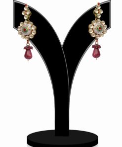 Enticing Earrings for Girls with Red and White Stones in Latest Designs-0