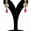 Exclusive Designer Earrings with Red and White Stones for Parties-0