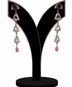 Exquisite Victorian Earrings with White and Ruby Stones for Special Occasions-0