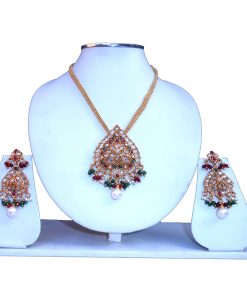 Fancy Polki Pendant Set with Earrings for Fashionable Women-0