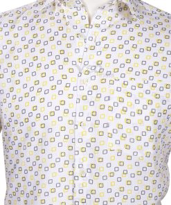 Stylish Fashion Linen Shirt for Men in Yellow and White-2591