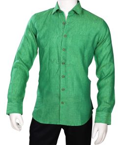 Fashionable Stylish Formal Green Linen Full Sleeves for Men -0