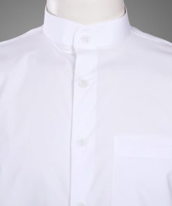 Formal and Partywear White Chinese Collar Cotton Shirt for Men-2168