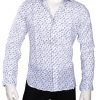 Formal Blue and White Linen Shirt for Men with Regular Fit-0