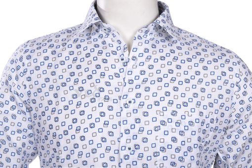 Formal Blue and White Linen Shirt for Men with Regular Fit-2590