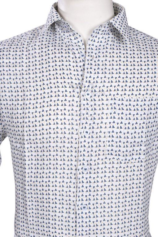 Grey and White Printed Shirt for Wedding Parties for Men-2600