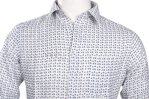 Grey and White Printed Shirt for Wedding Parties for Men-2602