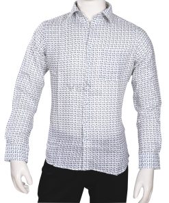 Grey and White Printed Shirt for Wedding Parties for Men-0