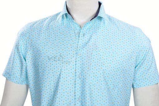 Stylish Fashion Half Sleeves Linen Shirt for Men in Aqua Blue-2652