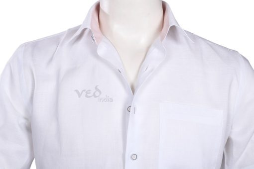 White Half Sleeves Men’s Party wear Fashion Linen Shirt -2635