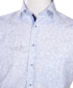 Regular Fit Half Sleeves Printed Light Blue Lines Shirt for Men-2632
