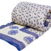 Designer Blue And White Hand Woven Indian Bed Quilts-0