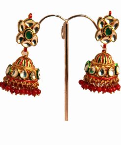 Shop Designer Jhumka Earrings Online from India in Kundan Stones-0