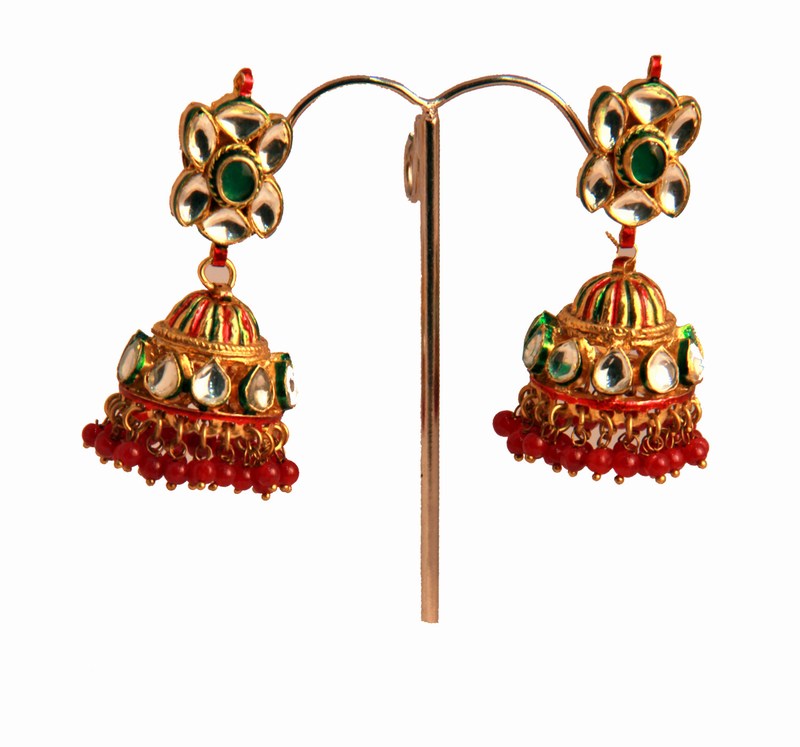 Shop Designer Jhumka Earrings Online from India in Kundan Stones-0