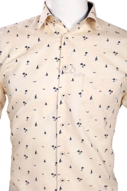 Latest Design Fashionable Beige Printed Party Shirt for Men-2598
