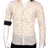 Latest Design Fashionable Beige Printed Party Shirt for Men-0