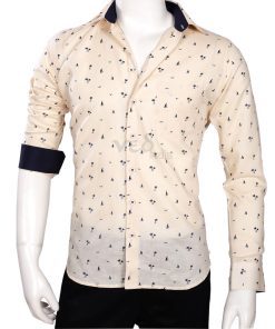 Latest Design Fashionable Beige Printed Party Shirt for Men-0