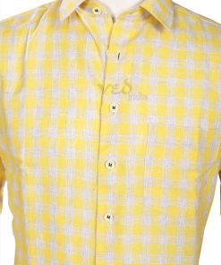 Buy from Latest Design Linen Men’s Shirt in Yellow Checks-2596