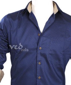 Buy Online Classy Formal Linen Men’s Printed Shirt in Blue-2606
